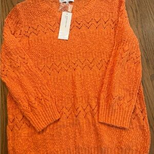 Jones New York Bold Orange Crew Neck Sweater